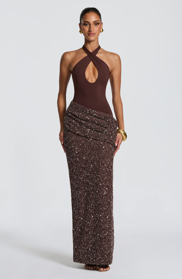 Robe Maxi Soléa - Brun Prune