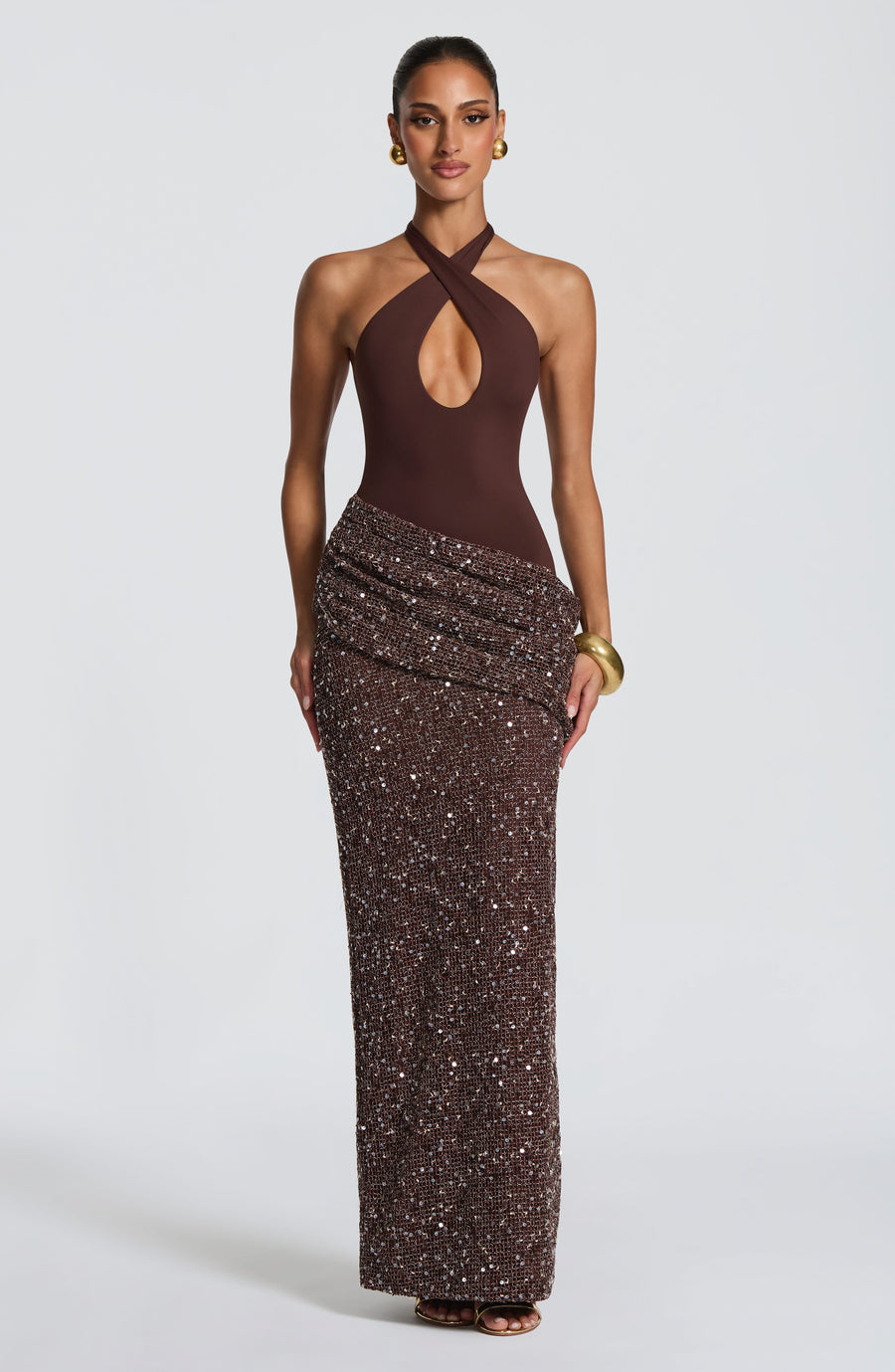 Robe Maxi Soléa - Brun Prune