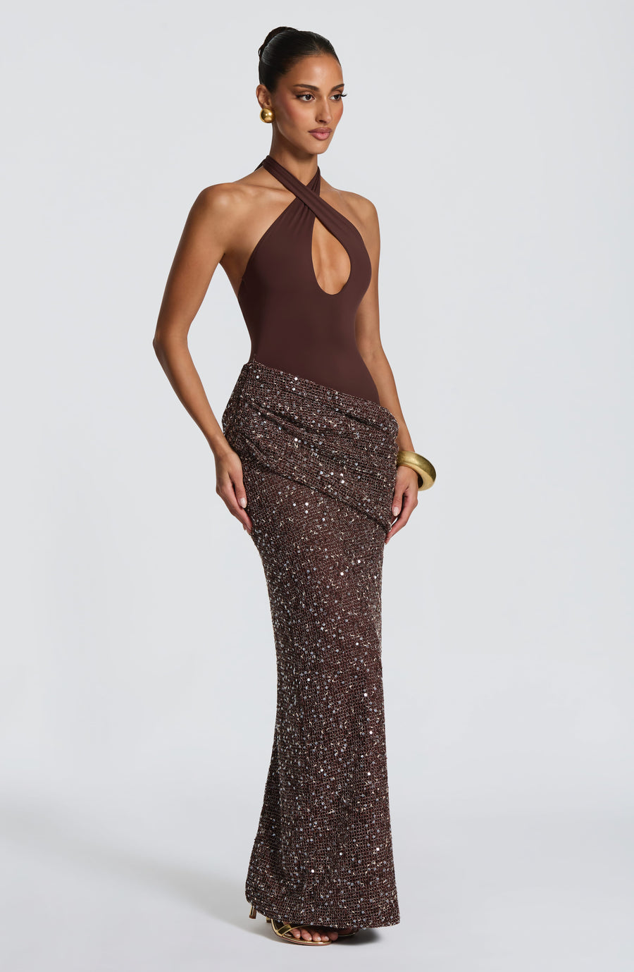 Robe Maxi Soléa - Brun Prune