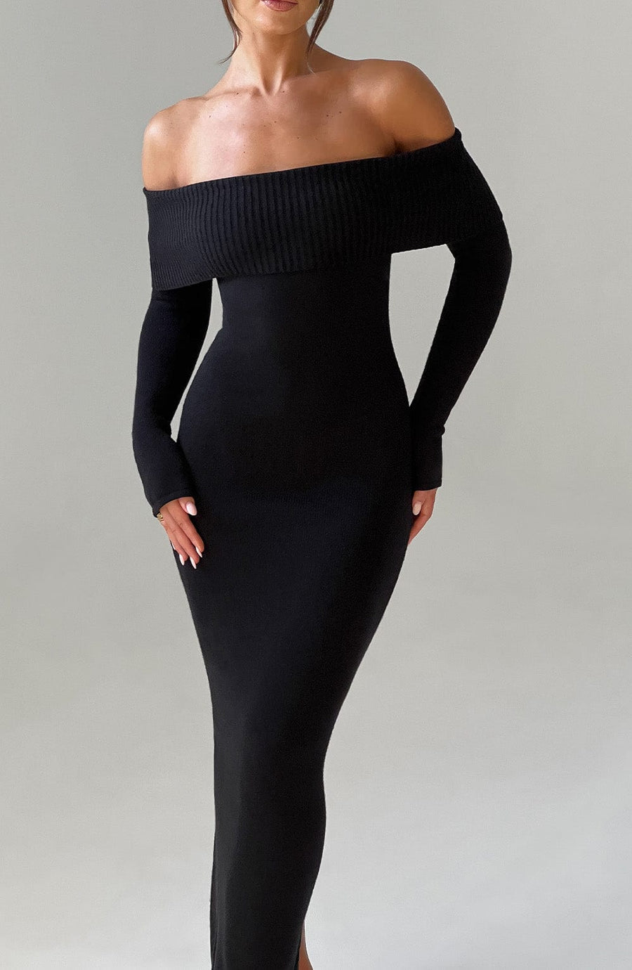 Robe Longue en Maille Bérénice - Noir