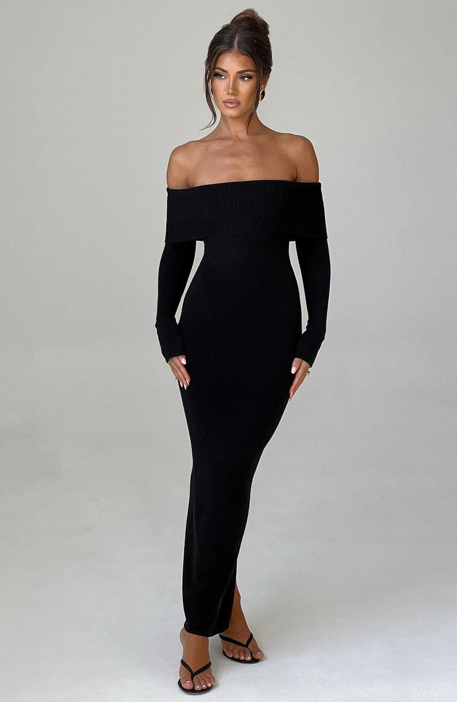 Robe Longue en Maille Bérénice - Noir