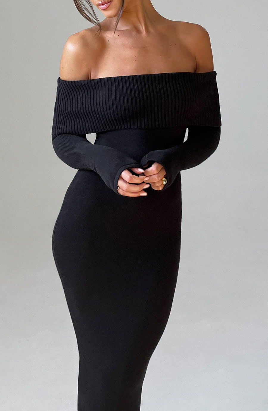 Robe Longue en Maille Bérénice - Noir