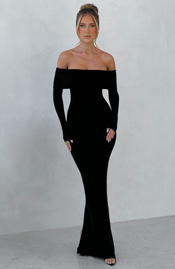 Robe Longue en Maille Bérénice - Noir