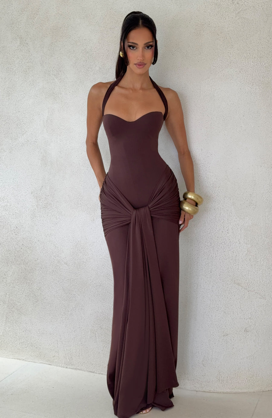 Robe Maxi Julia - Brun Prune