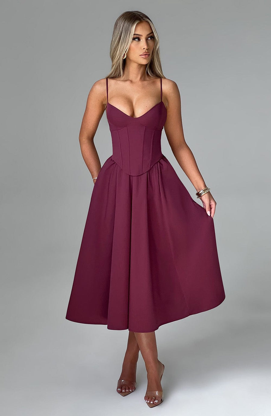 Robe Midi Marielle - Rouge Cerise