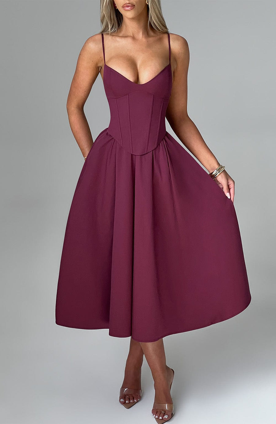 Robe Midi Marielle - Rouge Cerise