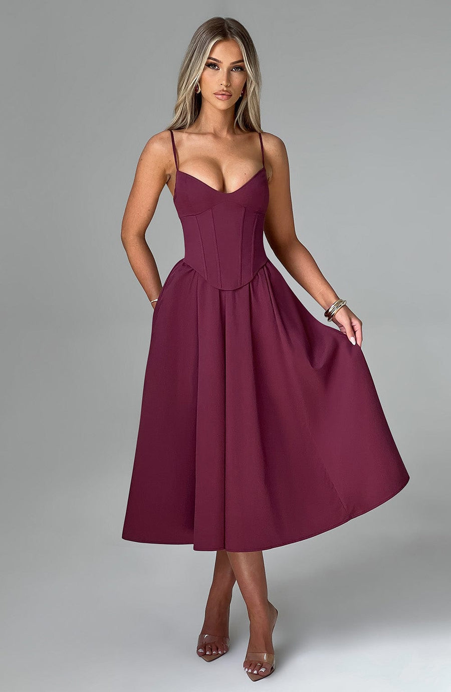 Robe Midi Marielle - Rouge Cerise