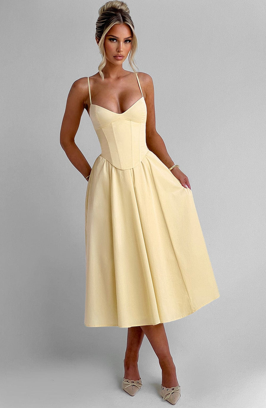 Robe Midi Marielle - Jaune Citron
