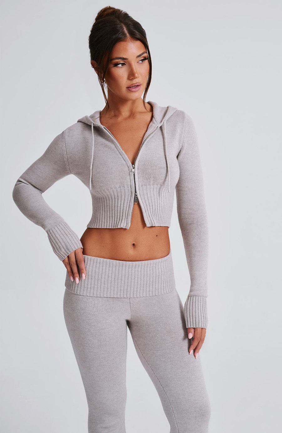 Hoodie en Maille Paloma - Gris Clair Chiné