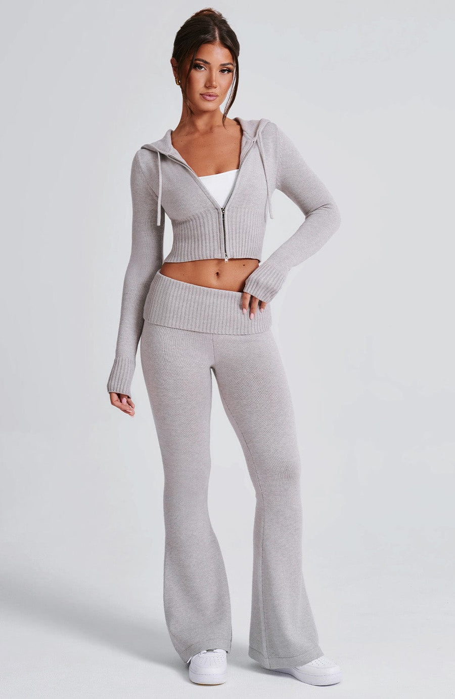Hoodie en Maille Paloma - Gris Clair Chiné