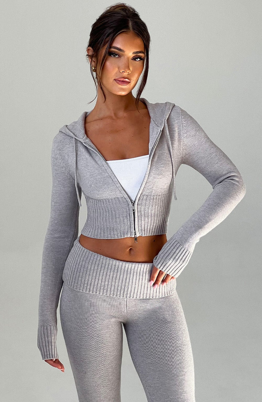 Hoodie en Maille Paloma - Gris Clair Chiné