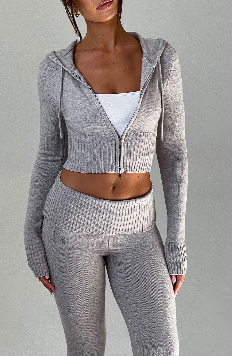 Hoodie en Maille Paloma - Gris Clair Chiné