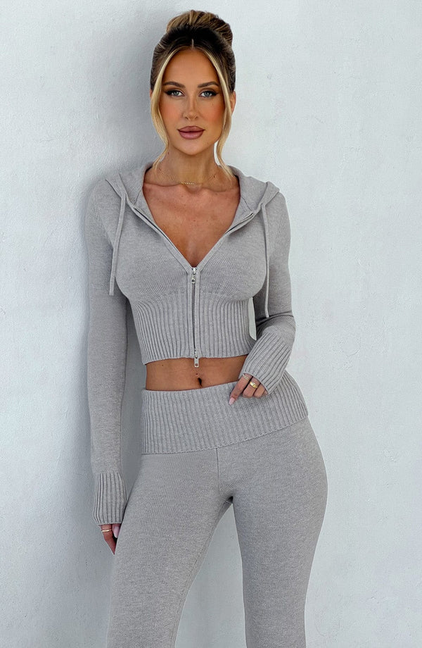 Hoodie en Maille Paloma - Gris Clair Chiné