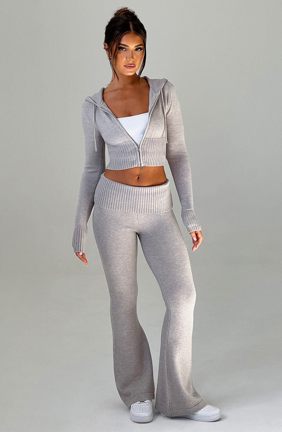 Pantalon en Maille Paloma - Gris Clair Chiné