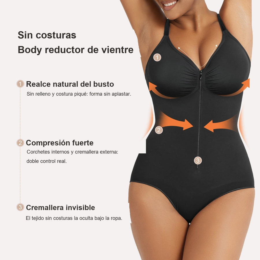 Body Reductor con Cremallera — Braguita Faja Moldeadora - Negro