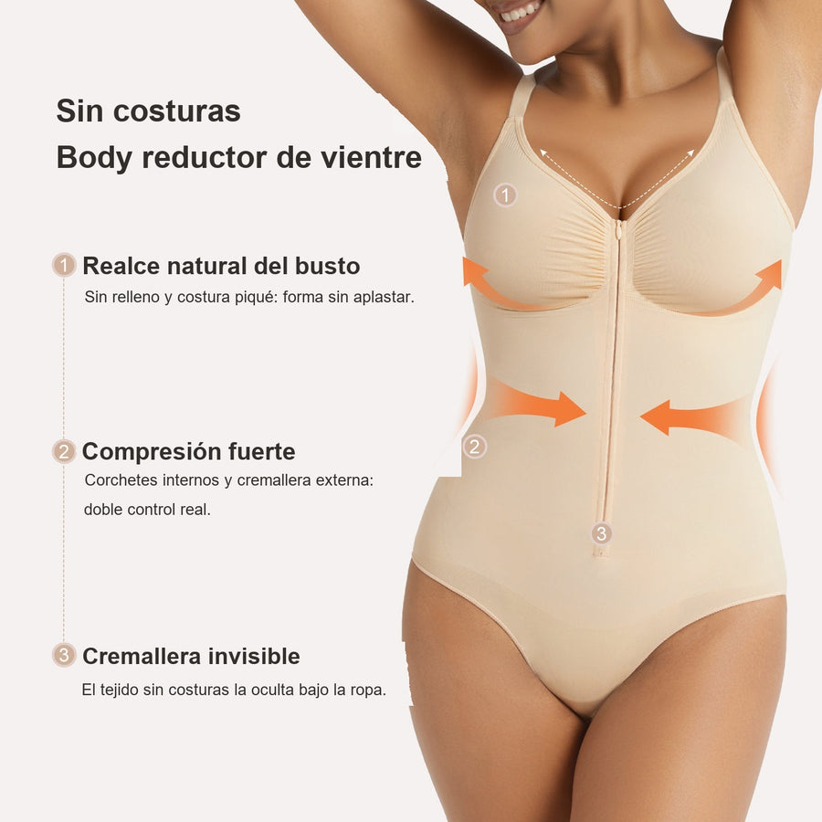 Body Reductor con Cremallera — Braguita Faja Moldeadora - Beige