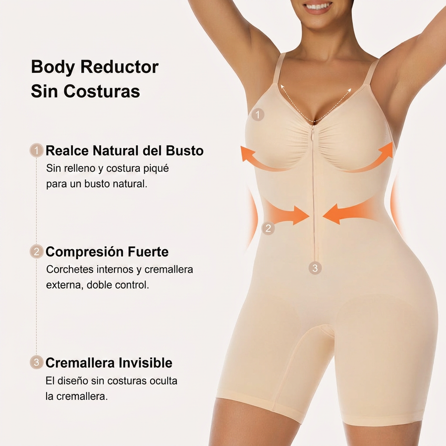 Body Reductor con Cremallera — Faja Moldeadora Sin Costuras